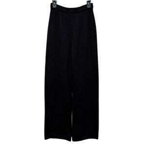 St. John Knit Wide Leg Pants Sz 6‎ Black Classic Luxury Business Casual Career
